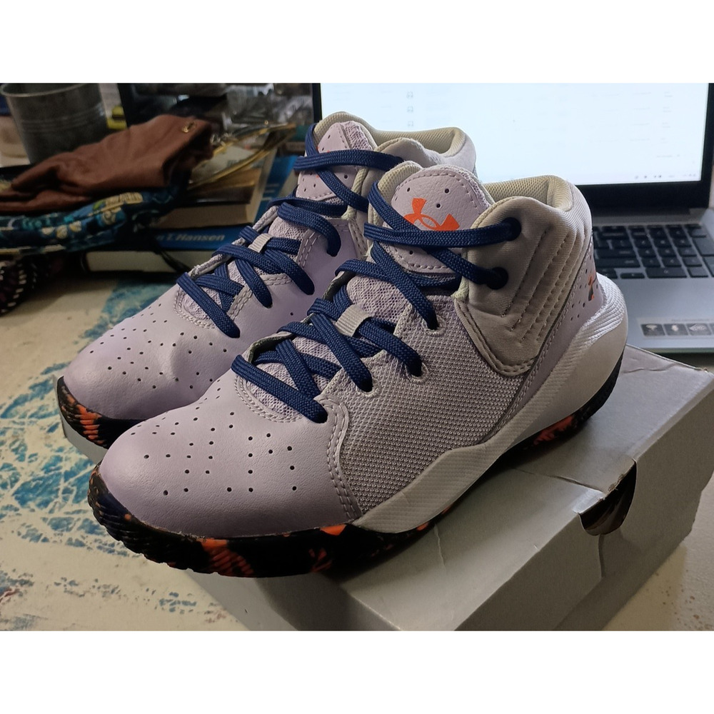 Under Armour Jet '21 Unisex Kid's Basketball Shoes Size 2.5Y Purple 3024795-503